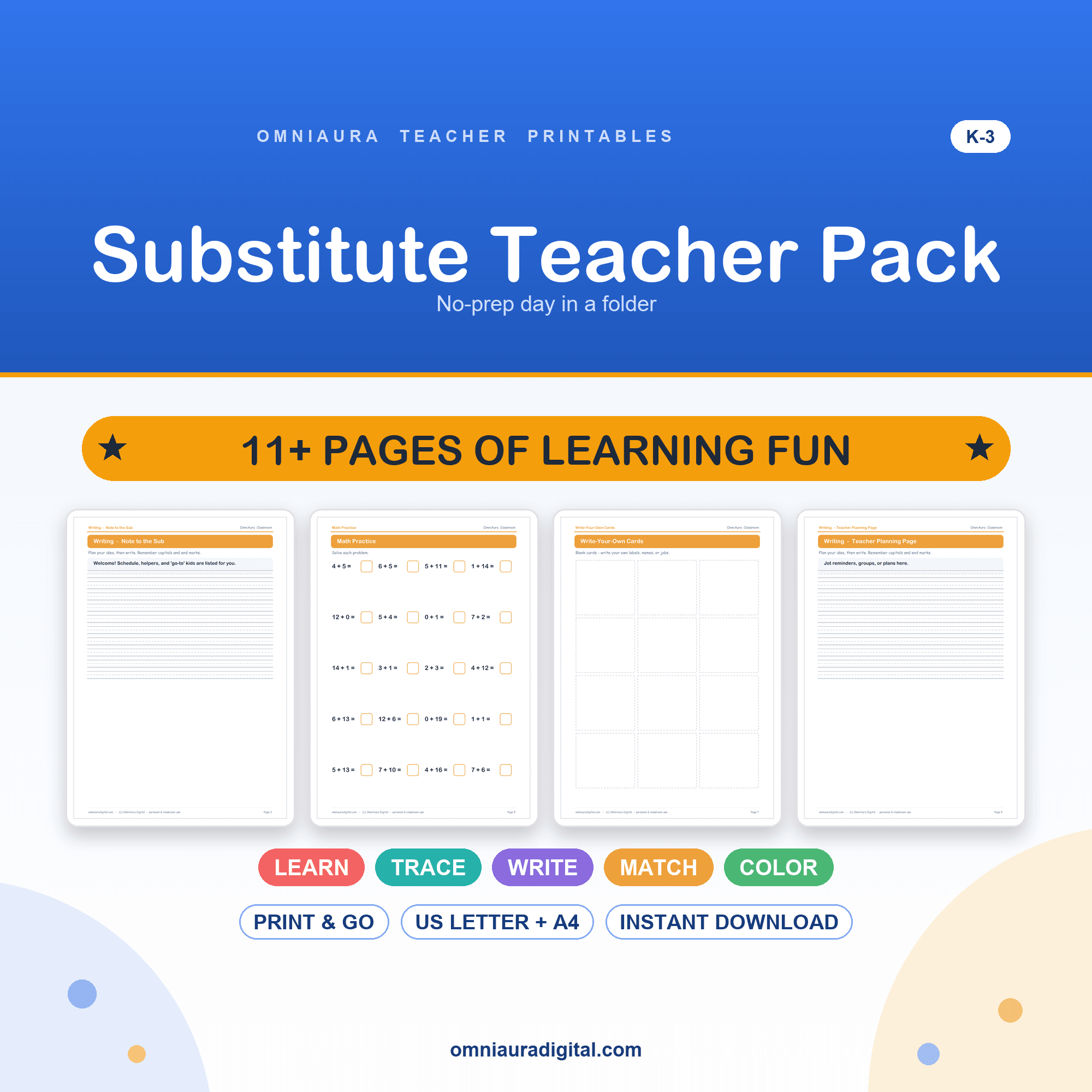 Preview of Substitute Teacher Pack — Education digital download