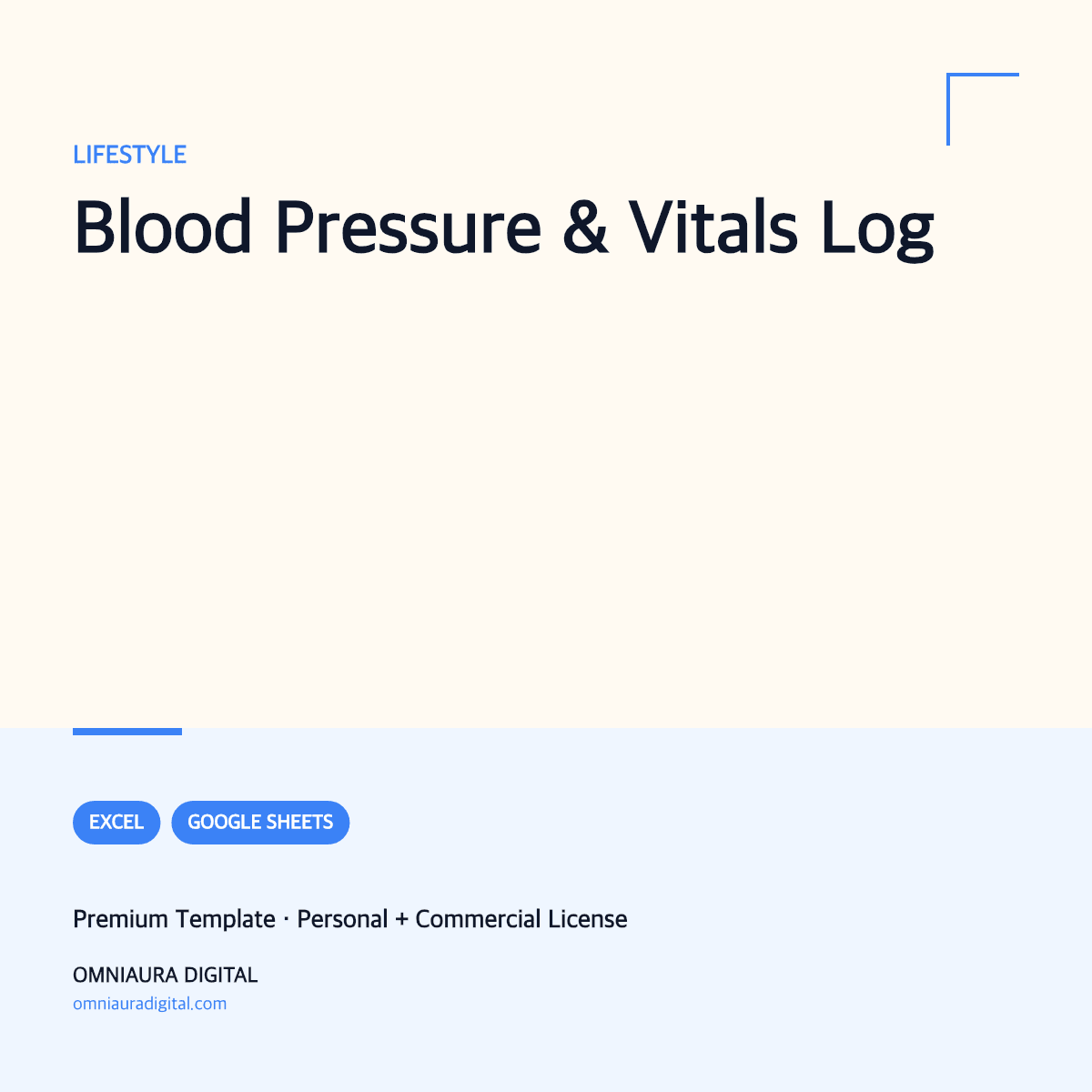 Blood Pressure & Vitals Log — printable preview