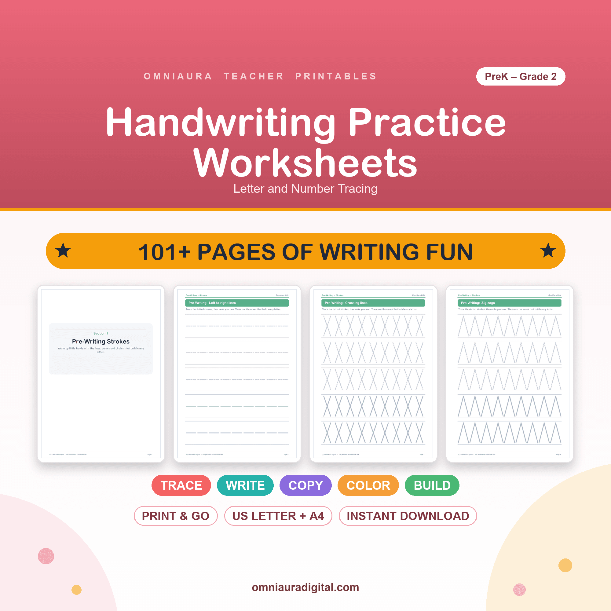 Handwriting Practice Worksheets bundle preview