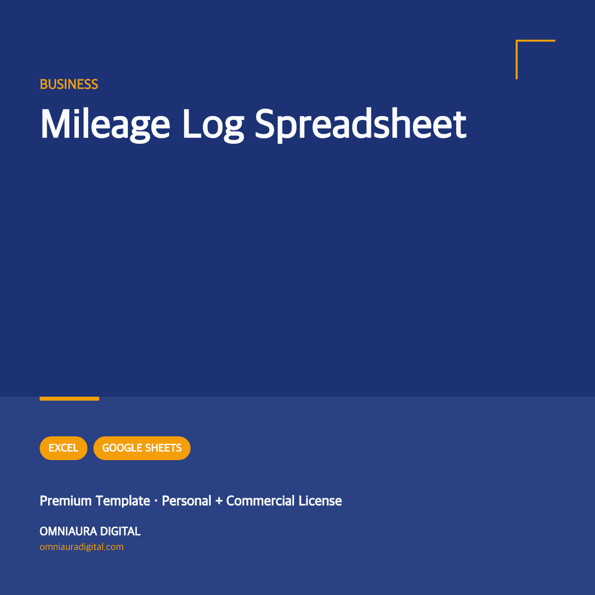 Mileage Log Spreadsheet — printable preview