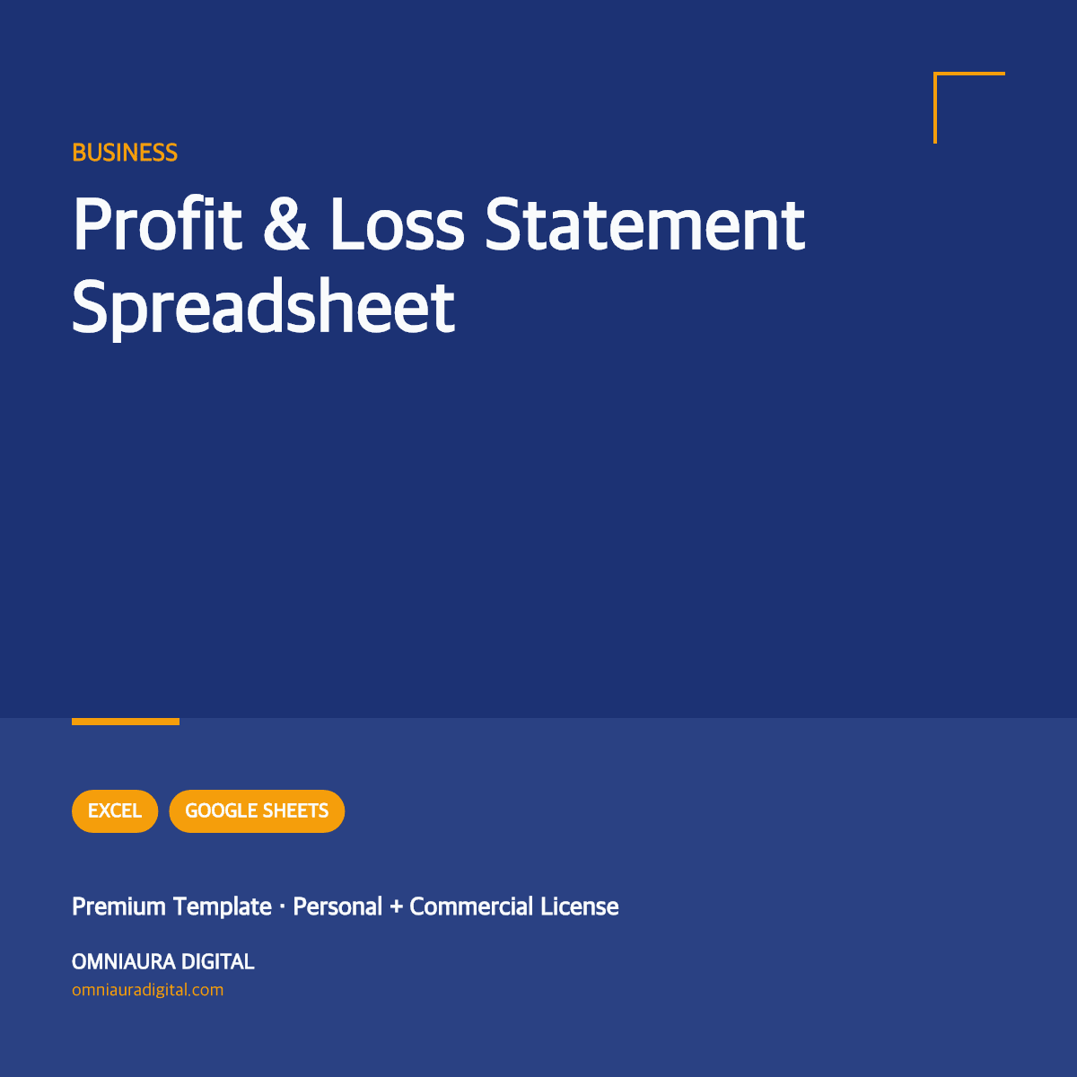 Profit & Loss Statement Spreadsheet — printable preview