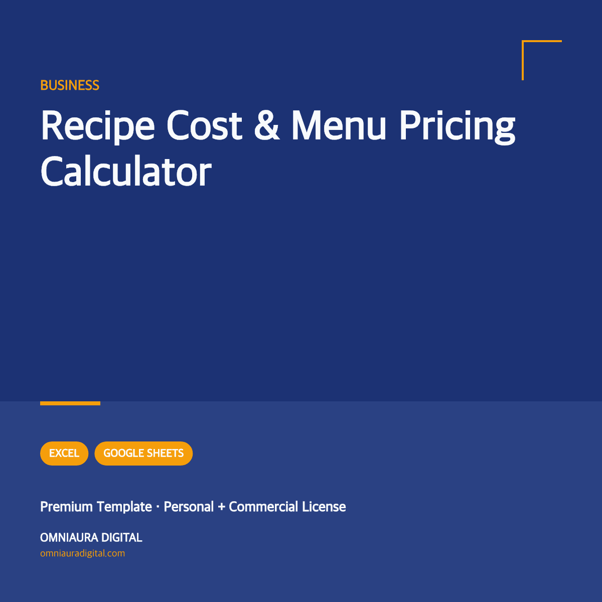 Recipe Cost & Menu Pricing Calculator — printable preview