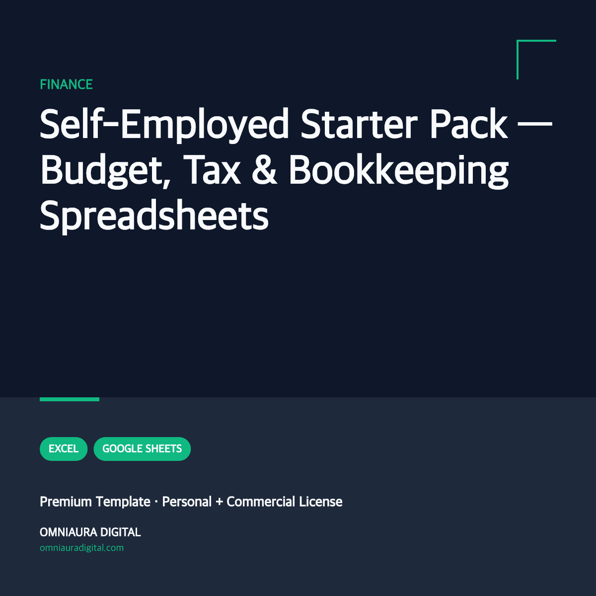 Self-Employed Starter Pack — Budget, Tax & Bookkeeping Spreadsheets — printable preview